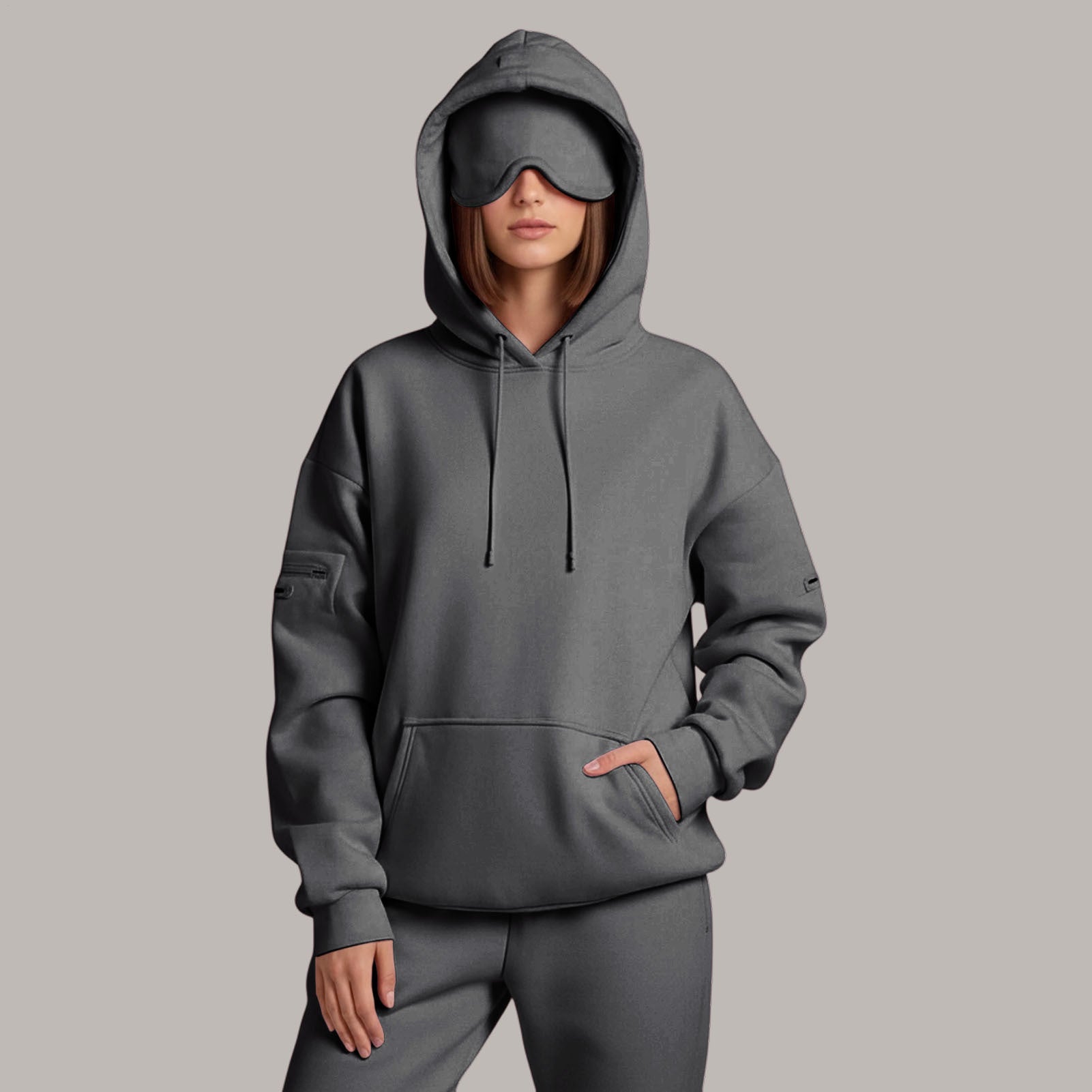 Airplane Mode Travel Hoodie Men Women Comfort Hoodies with Eyeshade Pullover Tops Clothes with Hidden Pockets charming