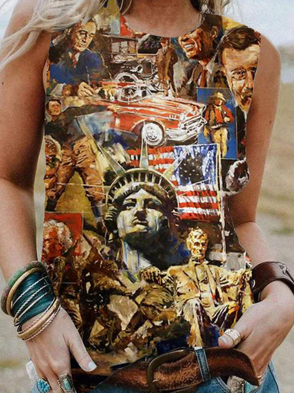 Retro USA Liberté Printed Sleeveless Tank Top