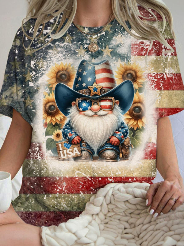 USA Sheriff Gnome Tie Dye Crew Neck T-shirt