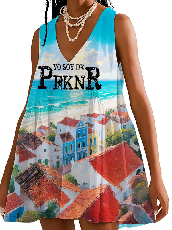 Puerto Rico V-neck Sleeveless Dress