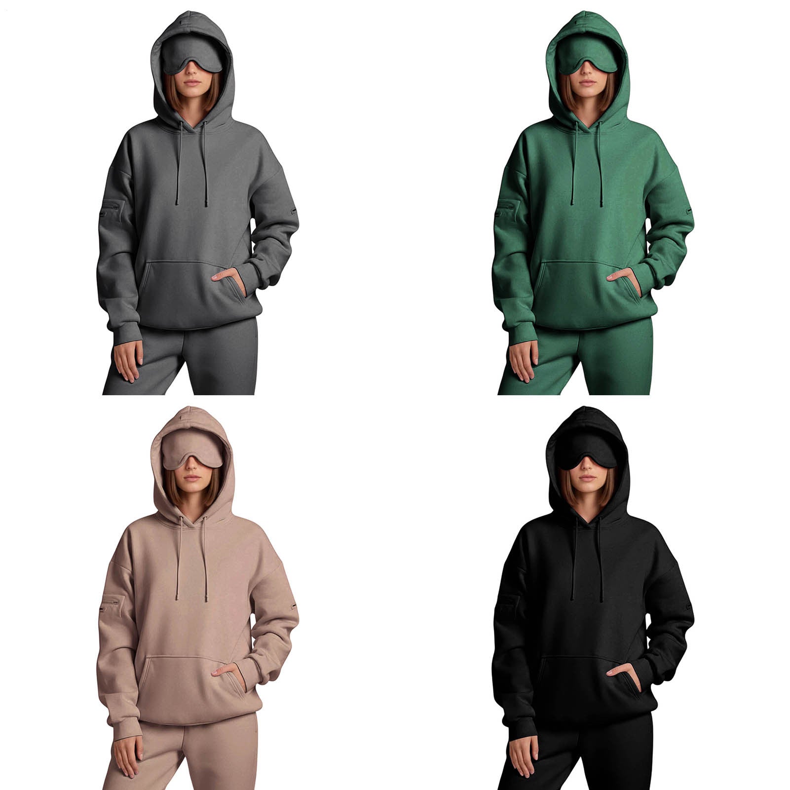 Airplane Mode Travel Hoodie Men Women Comfort Hoodies with Eyeshade Pullover Tops Clothes with Hidden Pockets charming