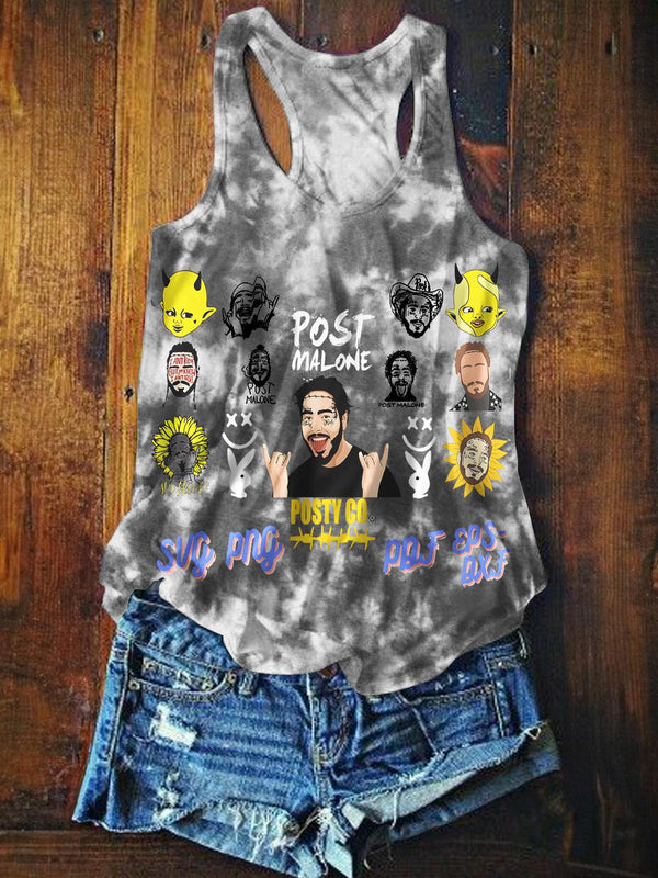 Post Malone Jelly Roll Printed Casual Tank Top