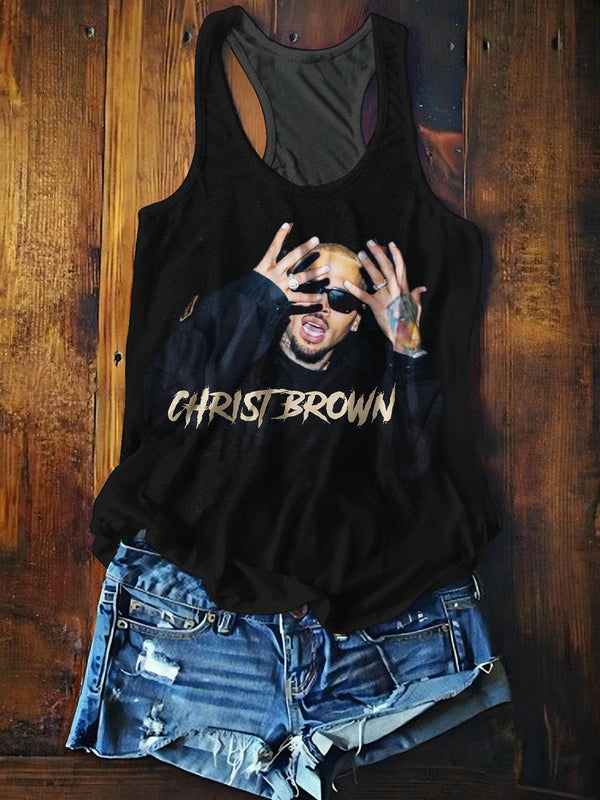 Chris Brown Breezy Bowl XX Tour Printed Casual Tank Top