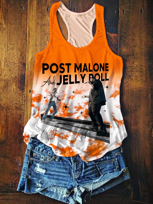 Tie-Dye Malone And Jelly Printed Casual Tank Top