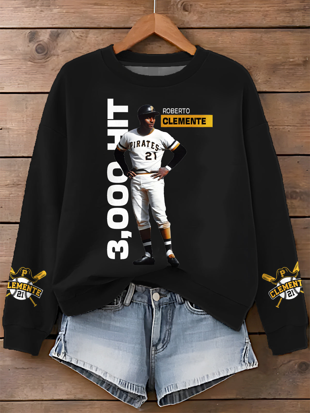 Roberto Clemente Printed Long Sleeve Casual Top
