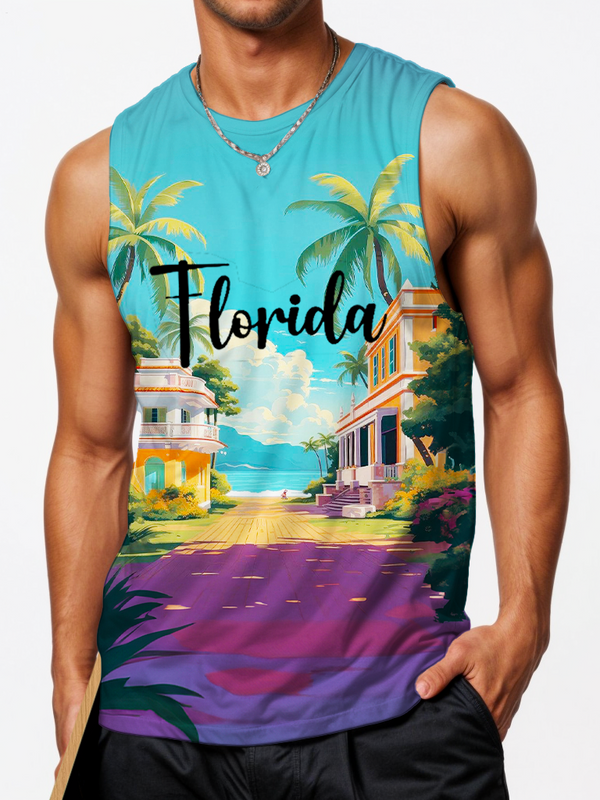 Florida Beach Scenery Sports Crew Neck Vest