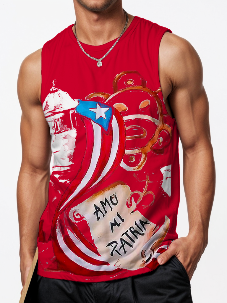Puerto Rico Symbols Set Sports Crew Neck Vest