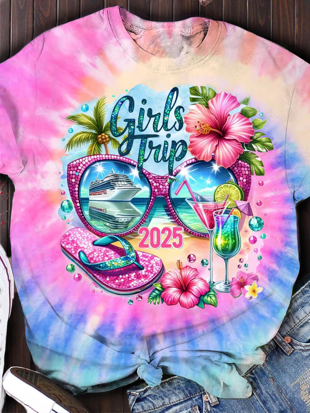 Camiseta de cuello redondo Girls Trip 2025 