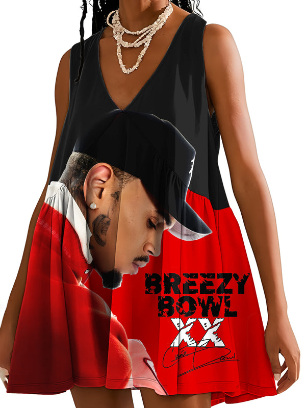 Chris Brown Breezy Bowl XX Tour V-neck Sleeveless Dress