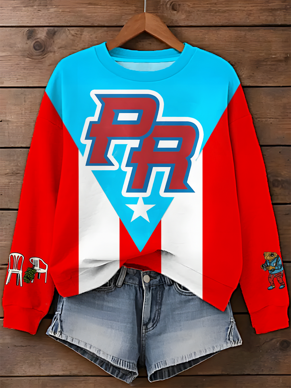 Puerto Rico Printed Long Sleeve Casual Top