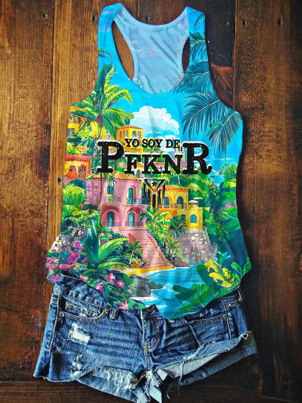 Puerto Rican Printed Casual Tank Top