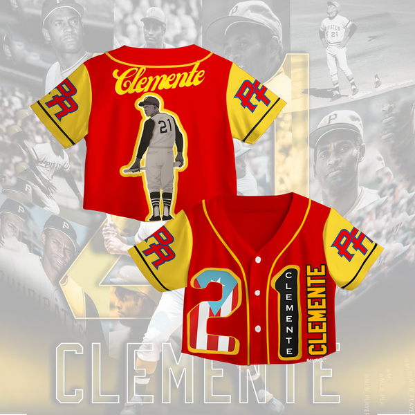 Roberto Clemente Vintage Cropped Cardigan Baseball Jacket
