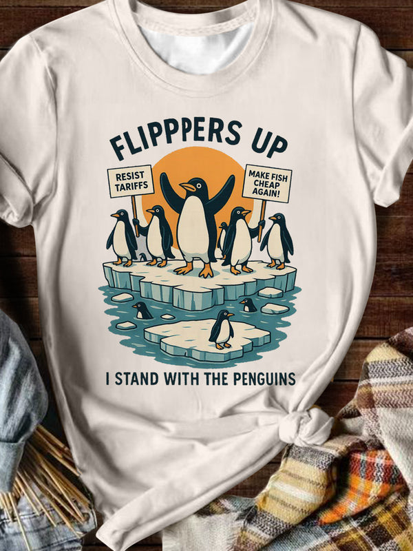 Hands Off Protest PrintCrew Neck T-shirt