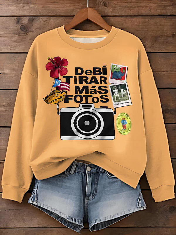 Dtmf Boricua Printed Long Sleeve Casual Top