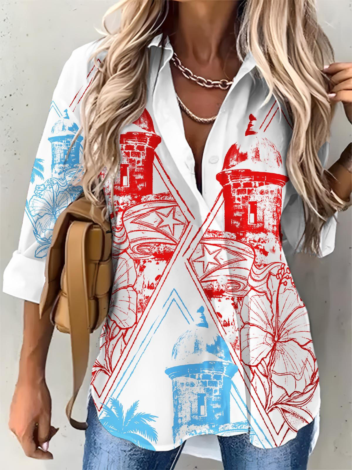 Women's Puerto Rican Print Casual Shirt