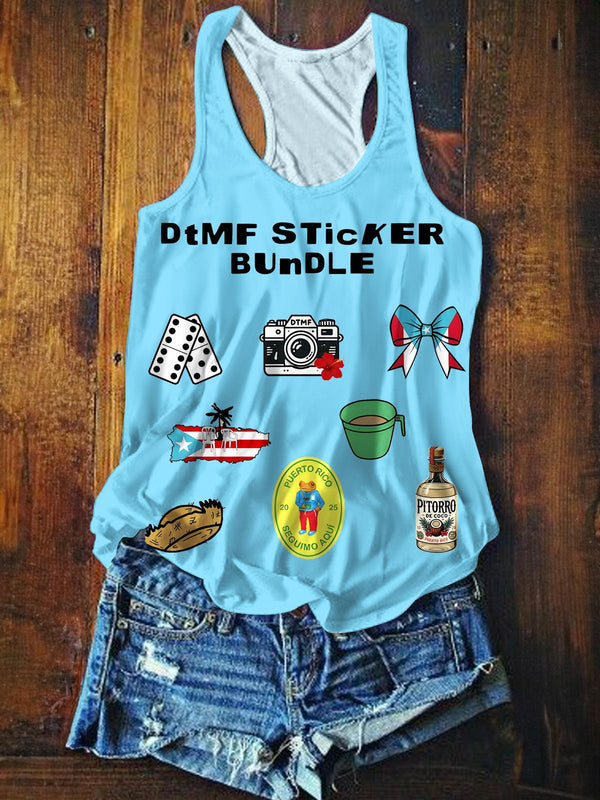 Puerto Rico Printed Casual Tank Top