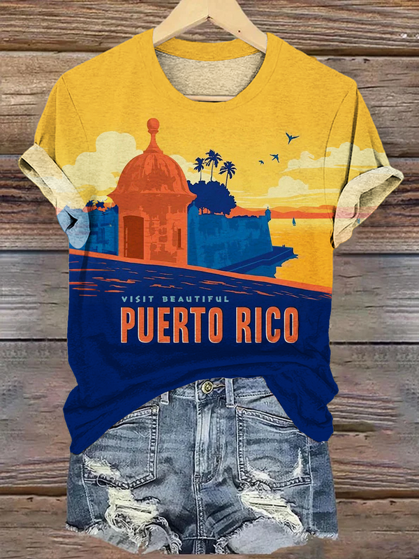 Visit Beautiful Puerto Rico Crew Neck T-shirt