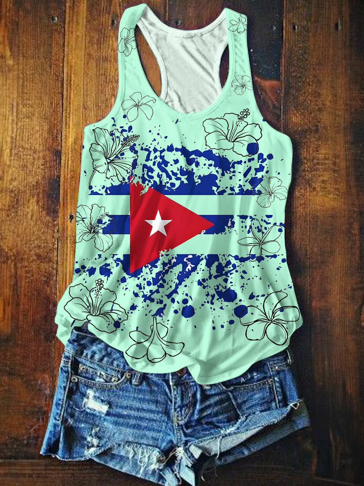 Puerto Rico Printed Casual Tank Top