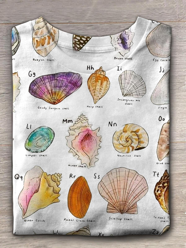 Camiseta de cuello redondo con estampado de caracola