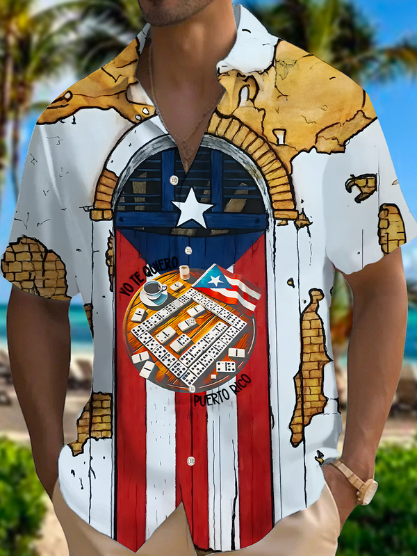 Pfknr Puerto Rico Singer Men's Short Sleeve Shirts