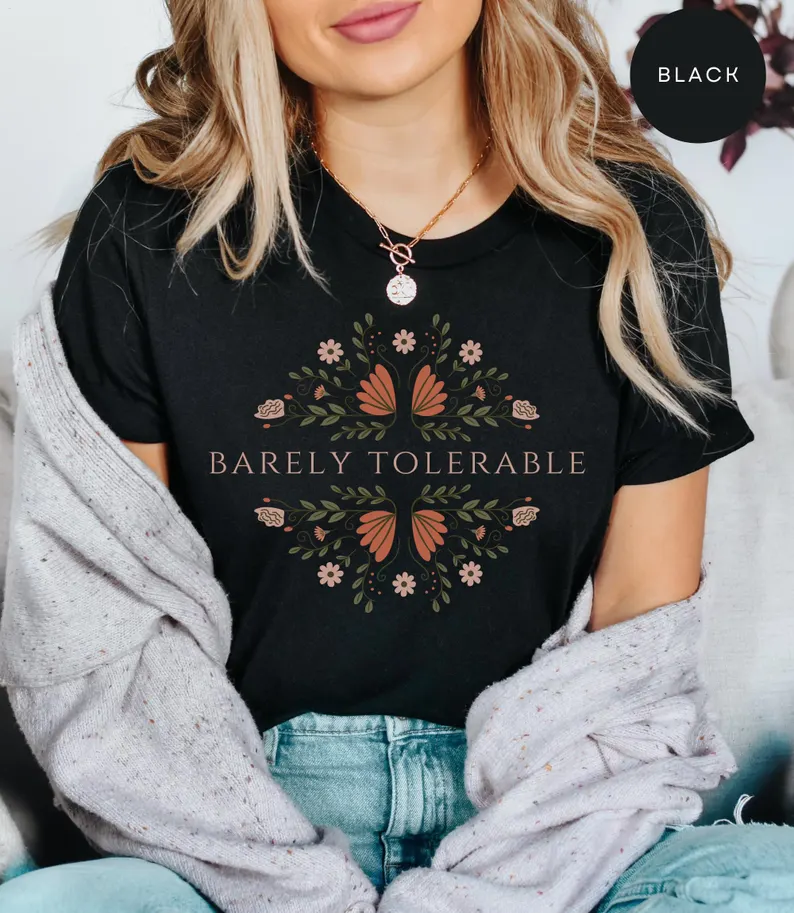 Pride and Prejudice Flower Print Crew Neck T-shirt