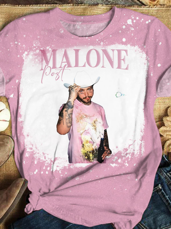 Pink Post Malone Crew Neck T-shirt
