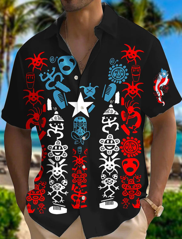 Puerto Rican Art Men's Short Sleeve Shirts