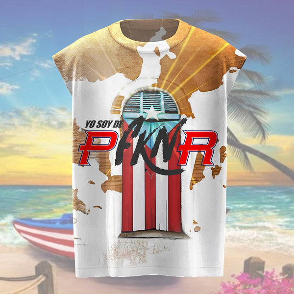 Men's Puerto Rican Print Crew Neck Vest