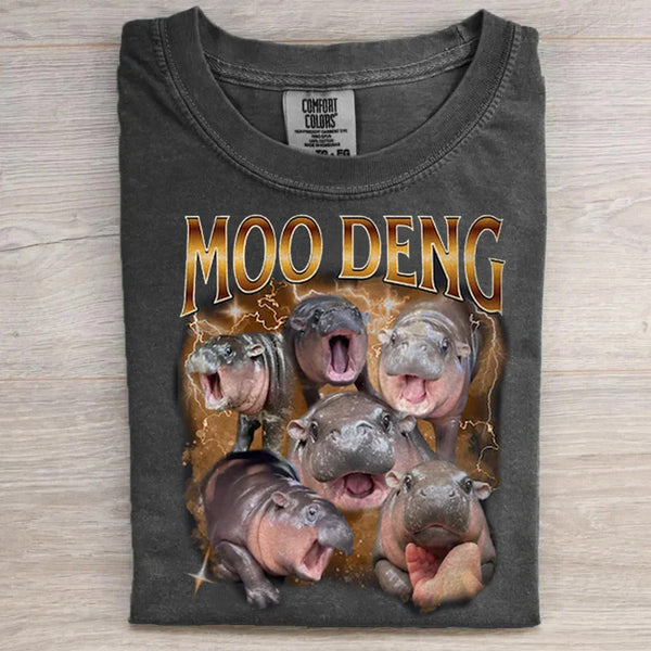 Hippopotamus Moo-Deng Retro T-shirt