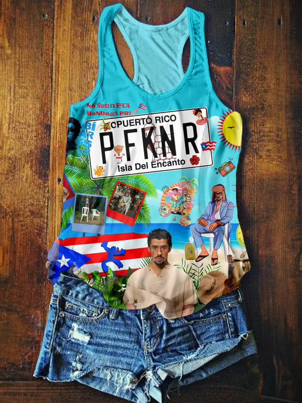 Badbunny Printed Casual Tank Top
