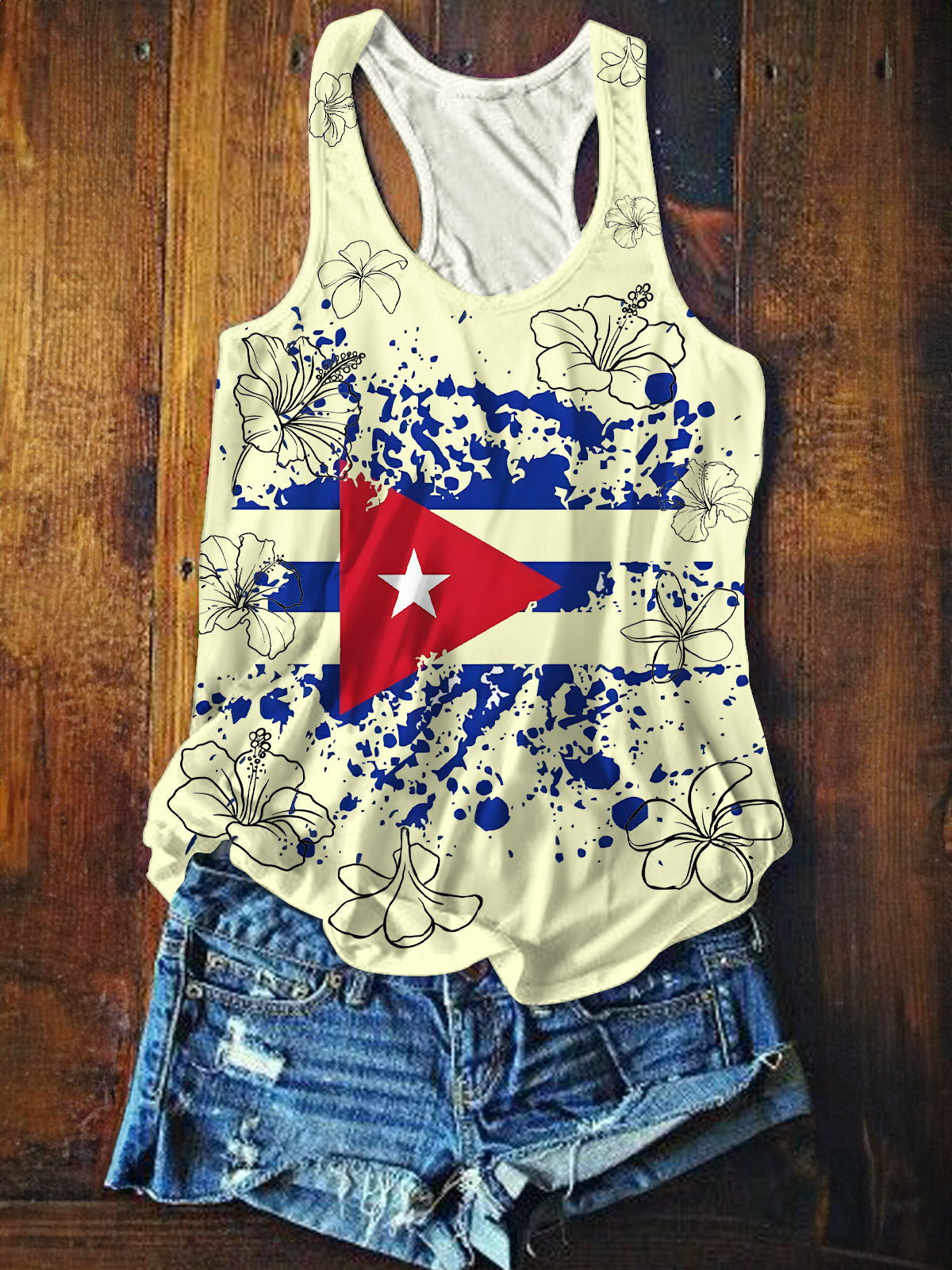 Puerto Rico Printed Casual Tank Top