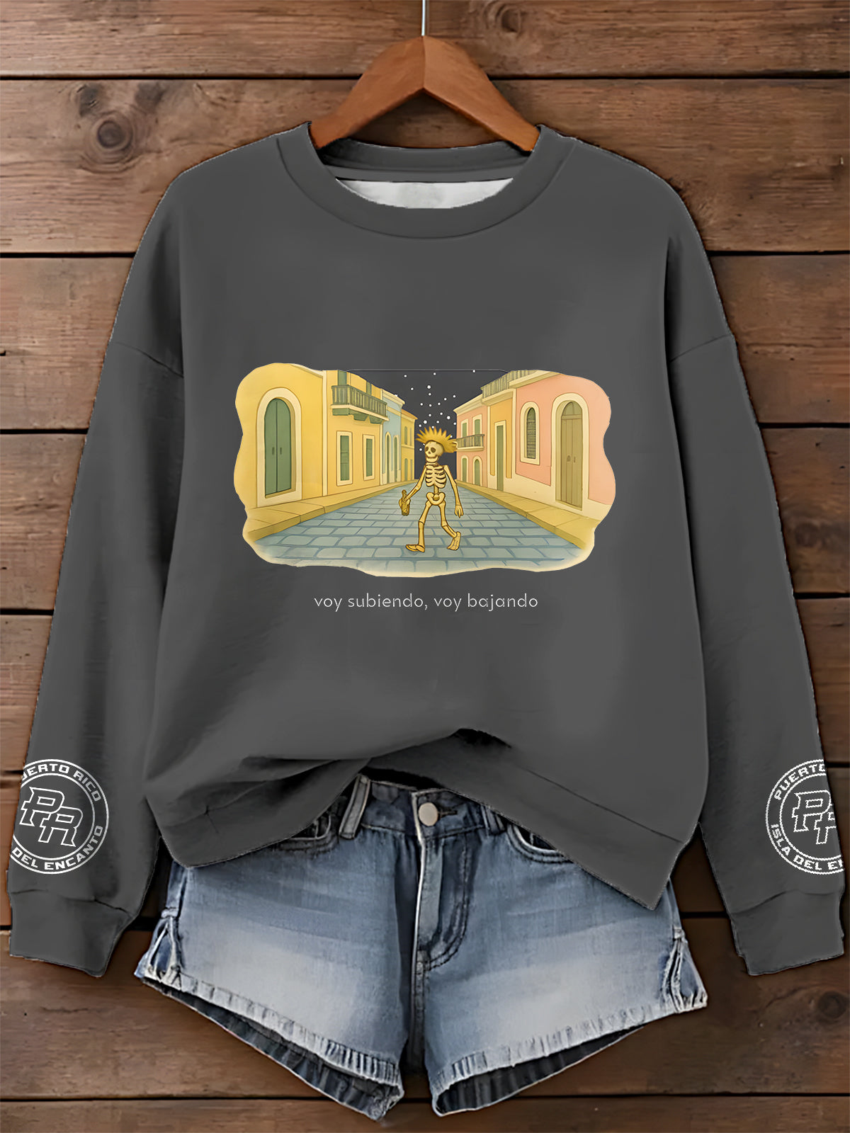Puerto Rico Halloween Printed Long Sleeve Casual Top