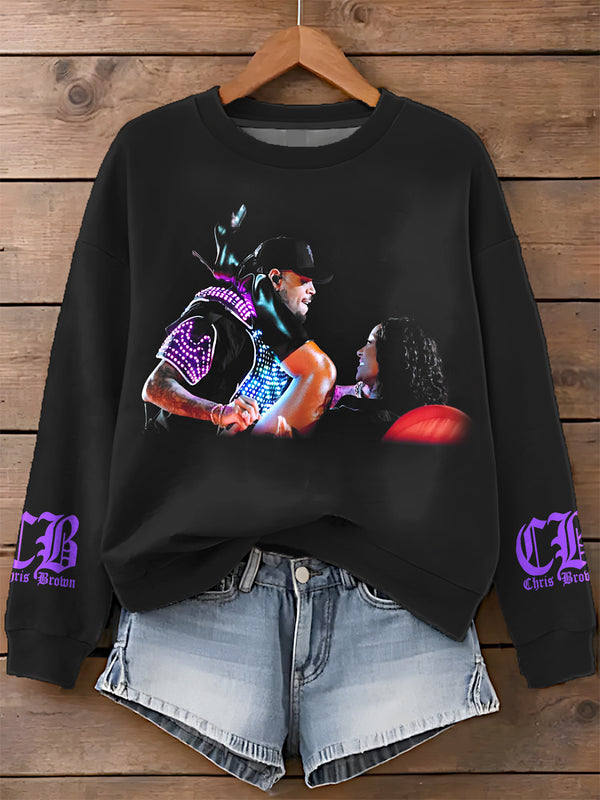 Chris Brown Breezy Bowl XX Printed Long Sleeve Casual Top