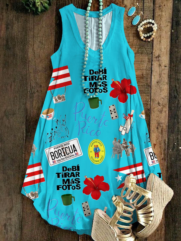 Badbunny Sleeveless V Neck Dress
