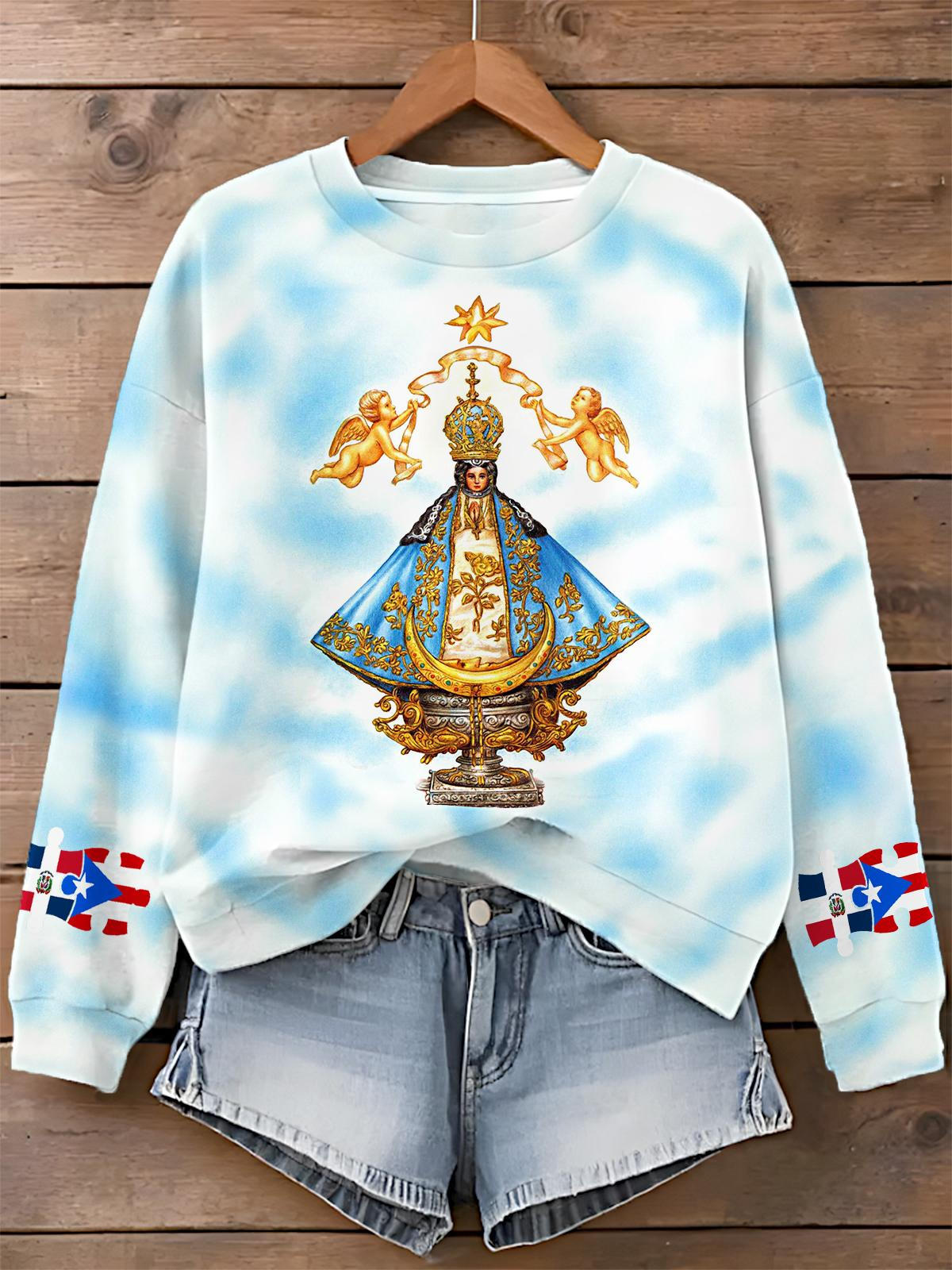 Dominican Republic Print Long Sleeve Casual Top