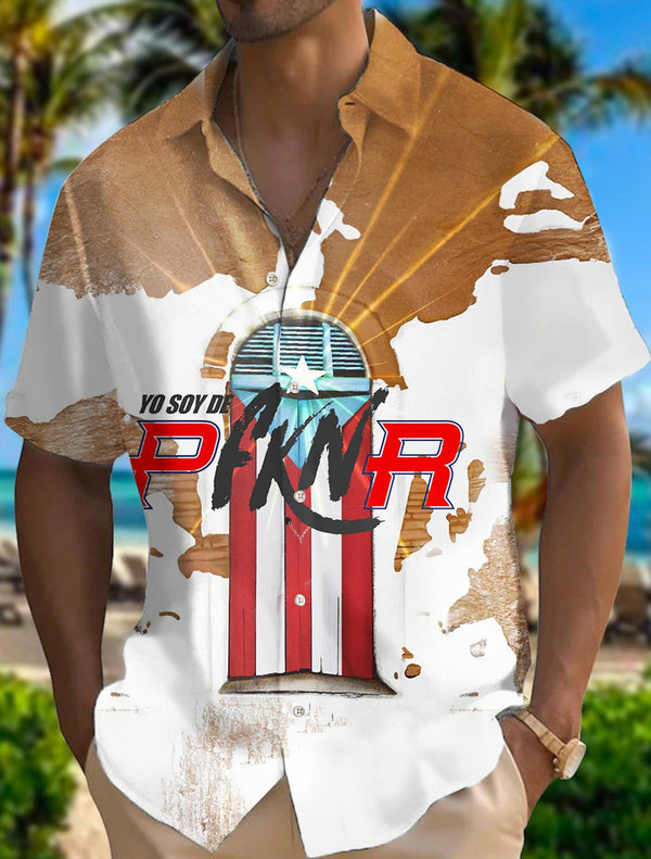 Men's Badbunny Puerto Rican Print Short Sleeve Shirts