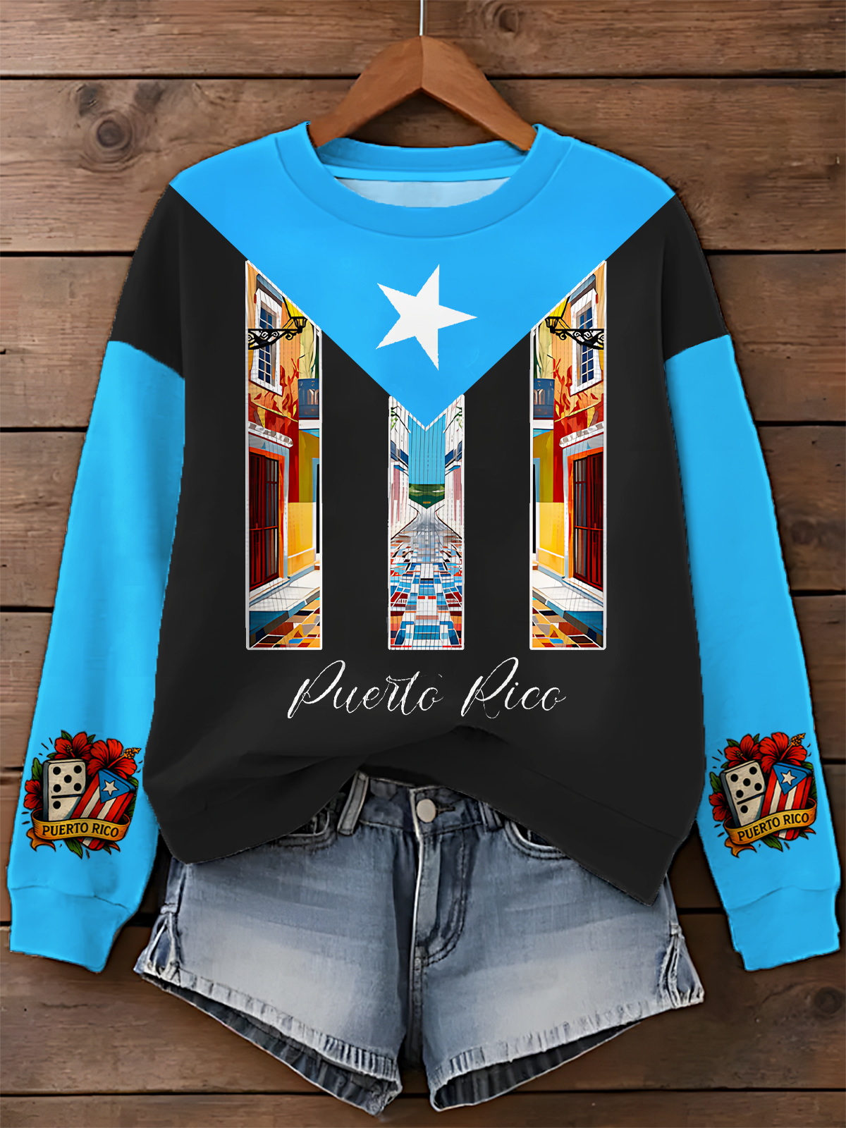 Puerto Rico Singer Boricua Printed Long Sleeve Casual Top
