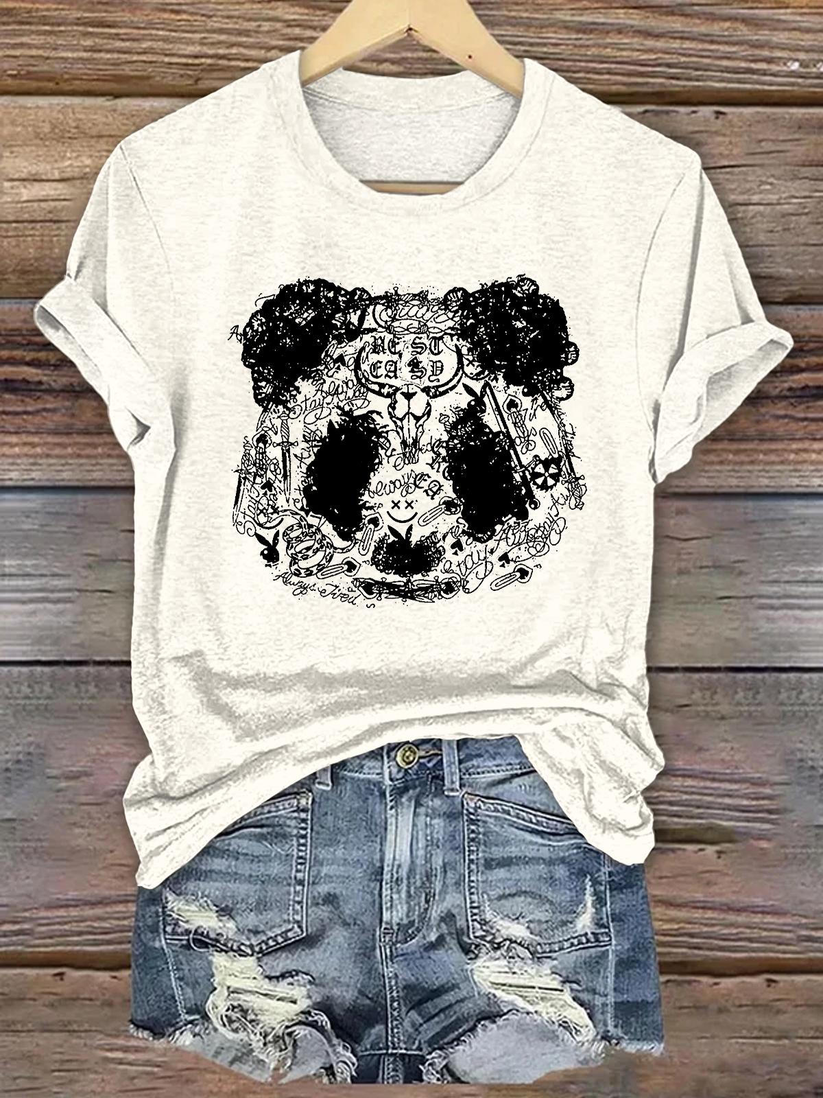 Jelly Roll Posty Panda Print Crew Neck T-shirt
