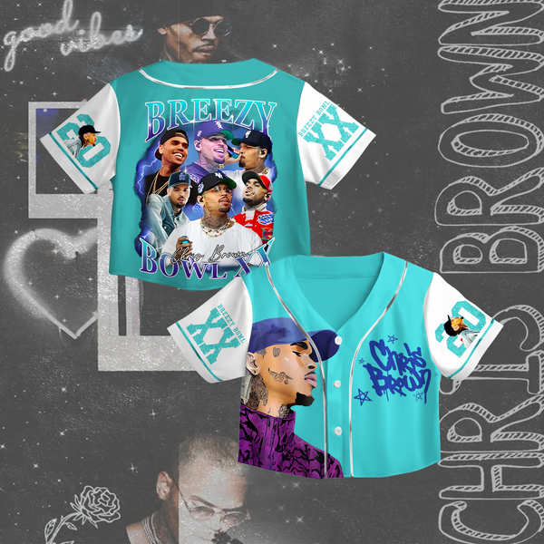 Chris Brown Tour XX Cropped Cardigan Baseball Jacket