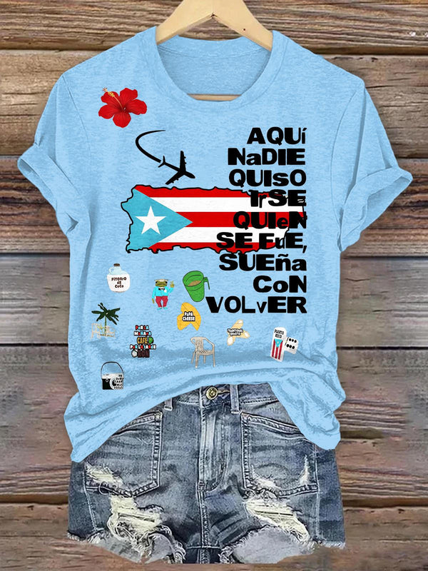 BadBunny Flag Print Crew Neck T-shirt