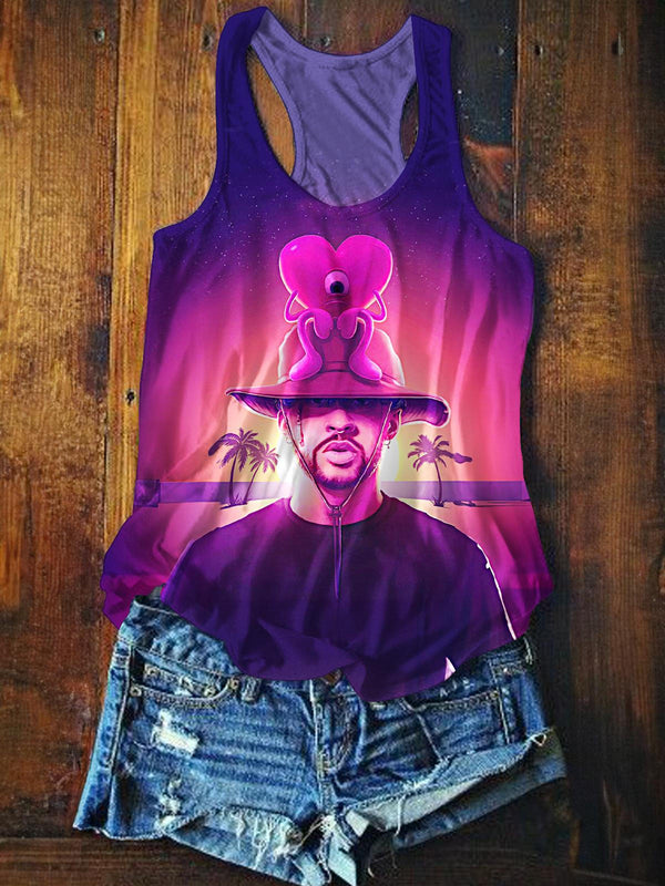 Badbunny Song Album Printed Casual Tank Top