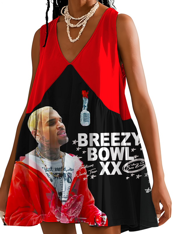 Chris Brown Breezy Bowl XX Tour 2025 V-neck Sleeveless Dress