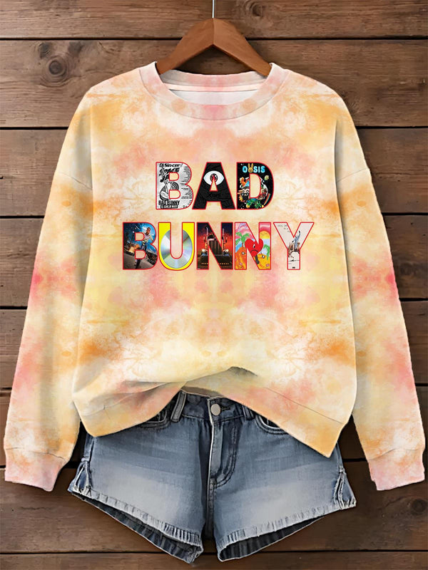 Bad Bunny Printed Long Sleeve Casual Top