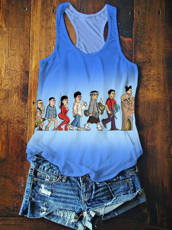 Bad Bunny Pnkfr Printed Casual Tank Top
