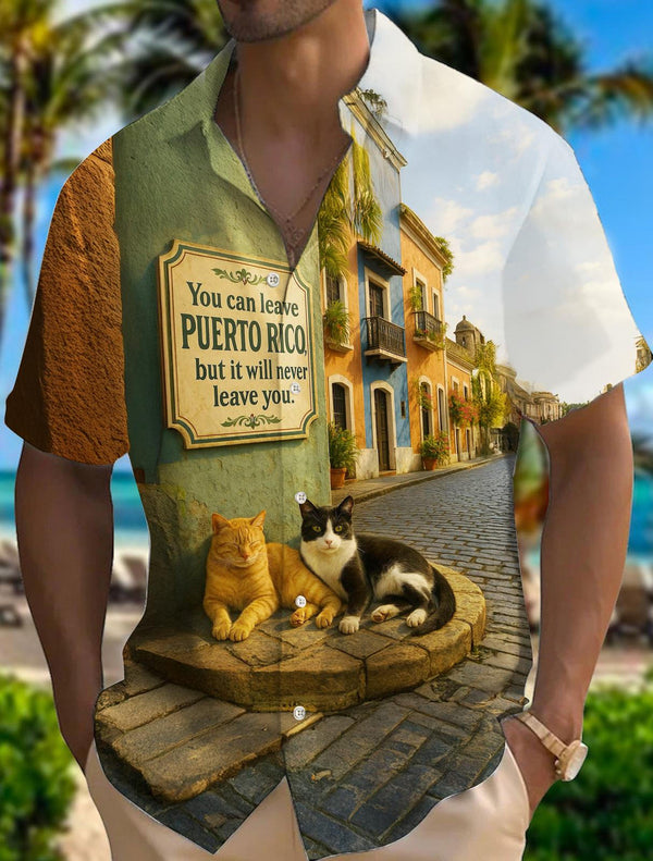 Puerto Rico Streets Men's Short Sleeve Shirts