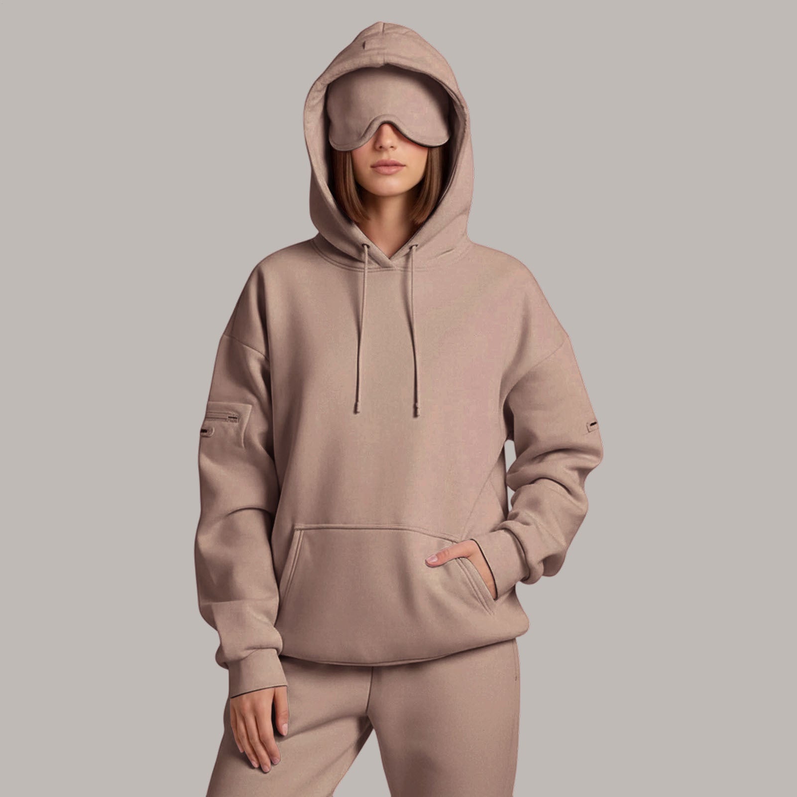 Airplane Mode Travel Hoodie Men Women Comfort Hoodies with Eyeshade Pullover Tops Clothes with Hidden Pockets charming