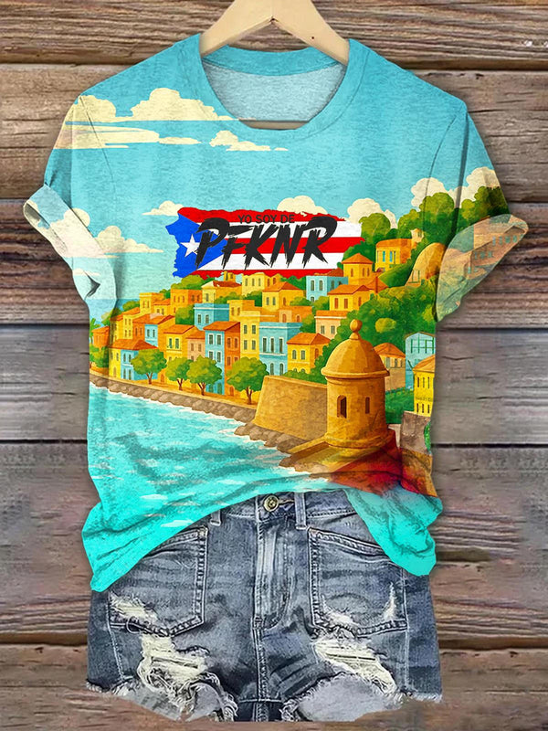 Puerto Rican Print Crew Neck T-shirt