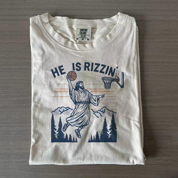 He Is Rizzin' Funny Jesus Playing Basketball T-shirts