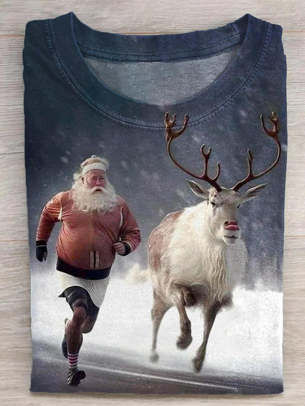 Christmas Fun Print Crew Neck T-shirt