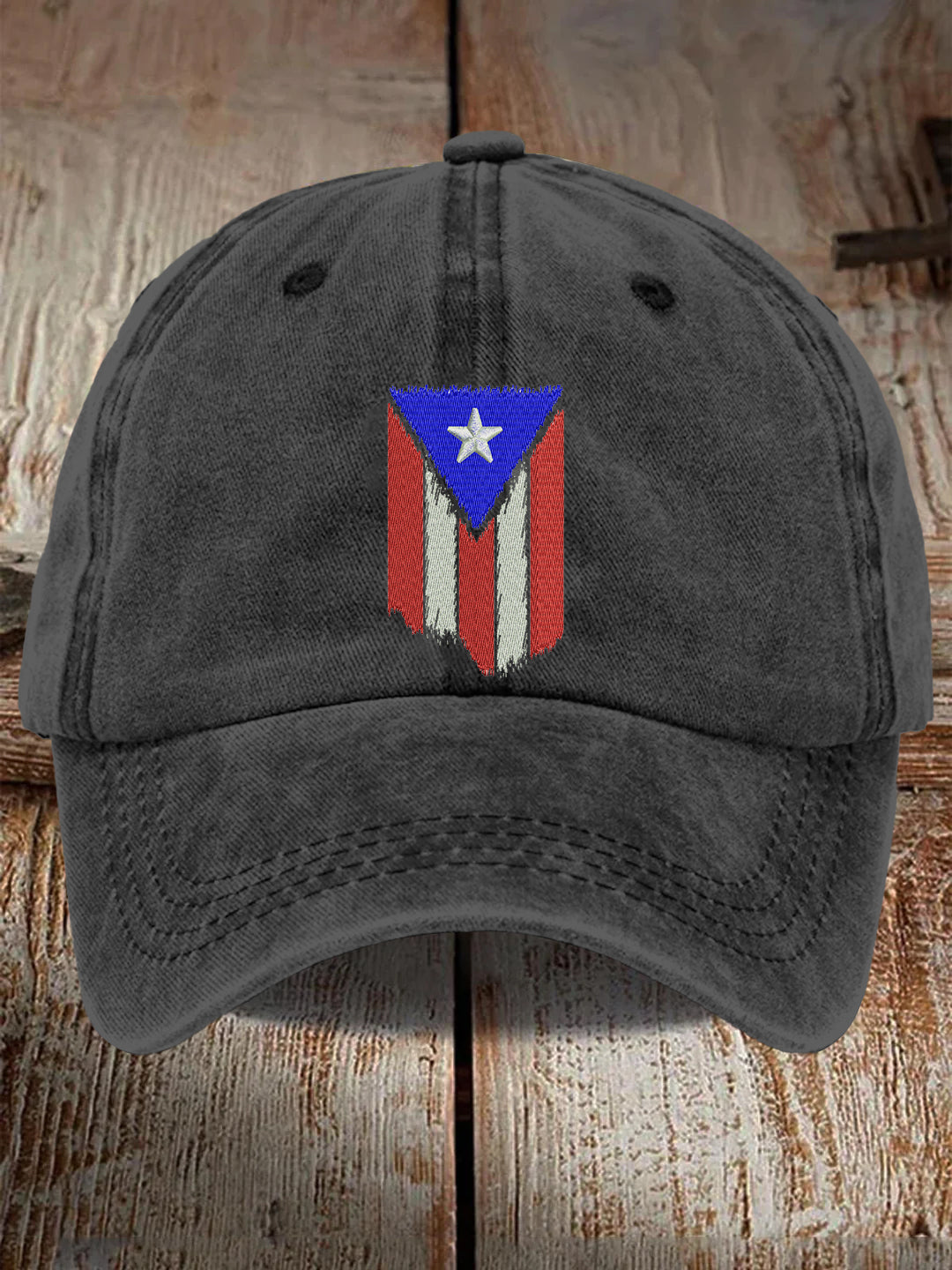 Puerto Rico Distressed Ripped Flag Print Baseball Cap